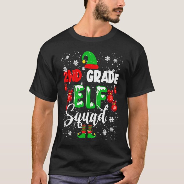 Camiseta 2nd Grade ELF Squad Funny Christmas ELF Kids Teach (Frente)