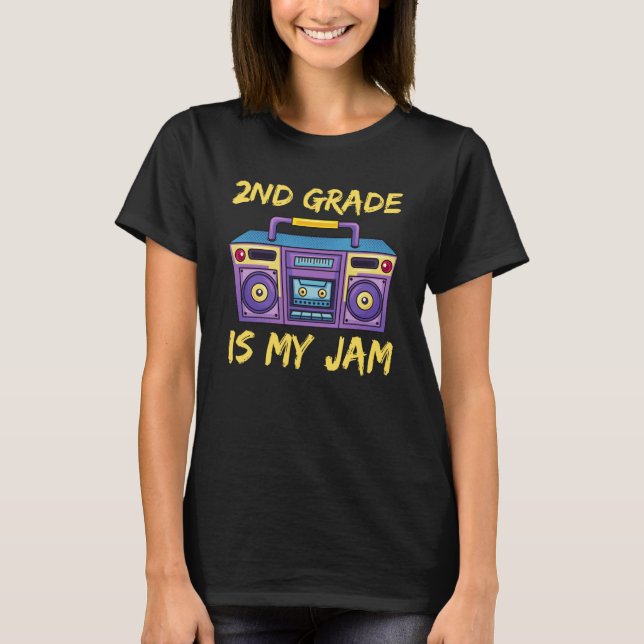 Camiseta 2nd Grade Is My Jam School Retro 80s Boombox Stude (Frente)