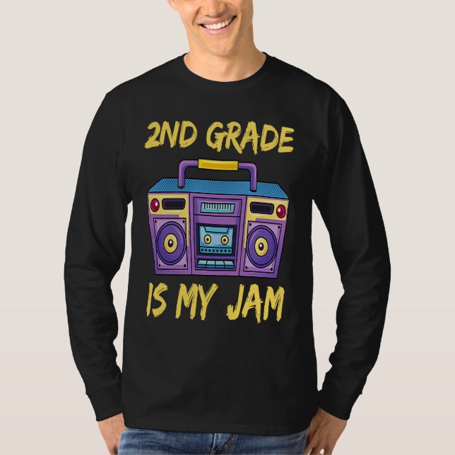 Camiseta 2nd Grade Is My Jam School Retro 80s Boombox Stude (Frente)