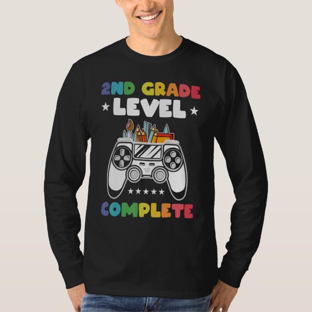 Camiseta 2nd Grade Level Complete Kids Gamer Game Controlle (Frente)