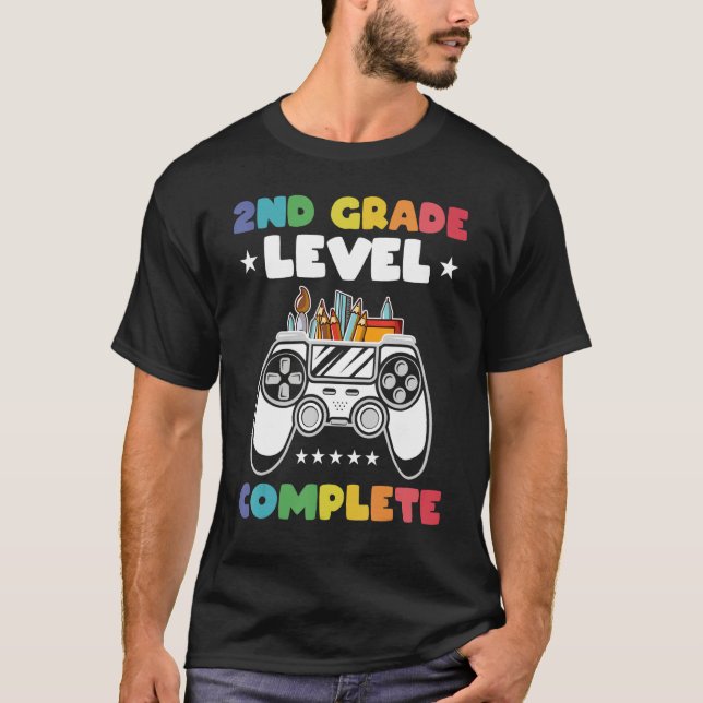 Camiseta 2nd Grade Level Complete Kids Gamer Game Controlle (Frente)