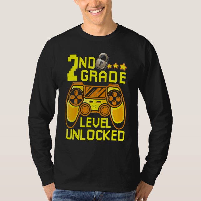 Camiseta 2nd Grade Level Unlocked Back To School  Gamer Boy (Frente)