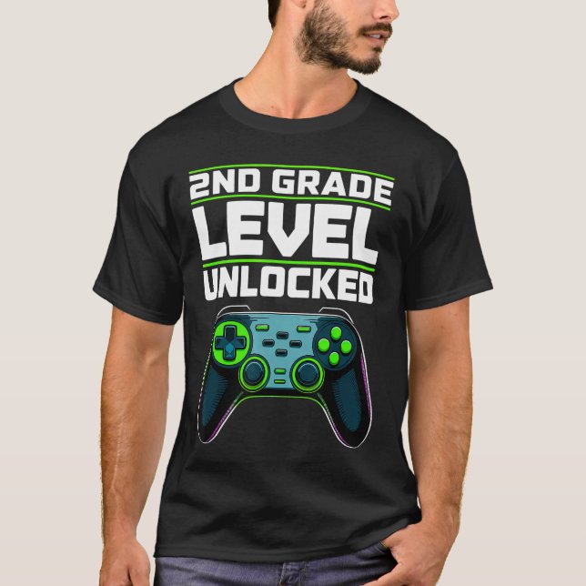 Camiseta 2nd Grade Level Unlocked Gaming Controller Back to (Frente)
