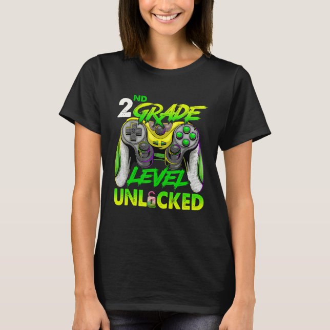 Camiseta 2nd Grade Level Unlocked Video Game Back to School (Frente)