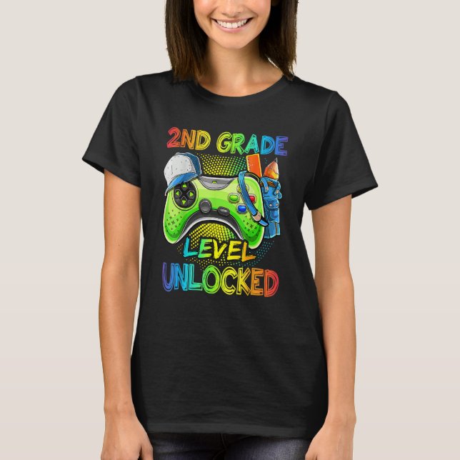 Camiseta 2nd Grade Level Unlocked Video Game Back To School (Frente)