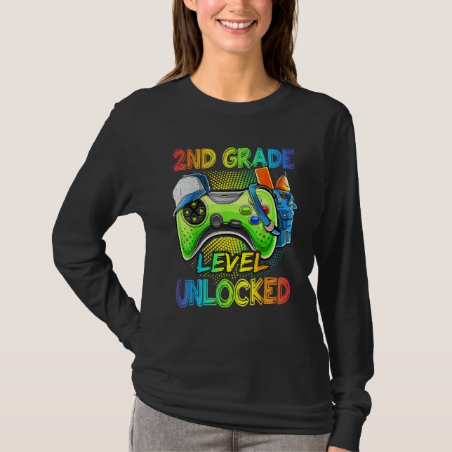 Camiseta 2nd Grade Level Unlocked Video Game Back To School (Frente)