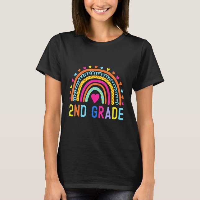 Camiseta 2nd Grade Rainbow Girl Boys Teacher Hello Second G (Frente)