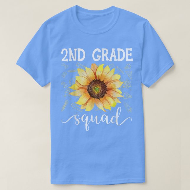 Camiseta 2nd Grade Squad Funny Sunflower Teacher Back To Sc (Frente do Design)
