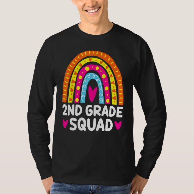 Camiseta 2nd Grade Squad Rainbow Heart Back To School Teach (Frente)