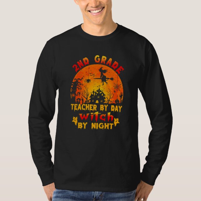 Camiseta 2nd Grade Teacher By Day Witch By Night Costume Ha (Frente)