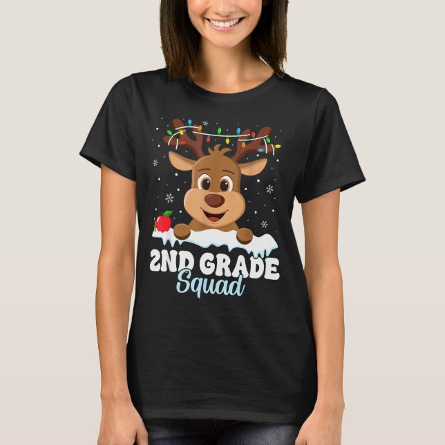Camiseta 2nd Grade Teacher Christmas Second Grade Squad Rei (Frente)