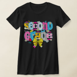 Camiseta 2nd Grade Teacher Pencil Coquette Bow