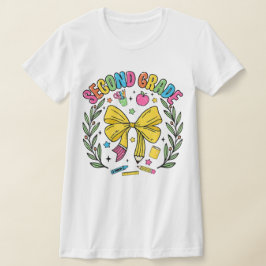 Camiseta 2nd Grade Teacher Pencil Coquette Bow
