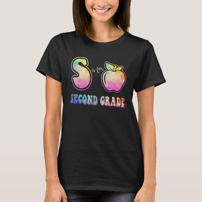 Camiseta 2nd Grade Teacher  S is for Second Grade Tie Dye A (Frente)
