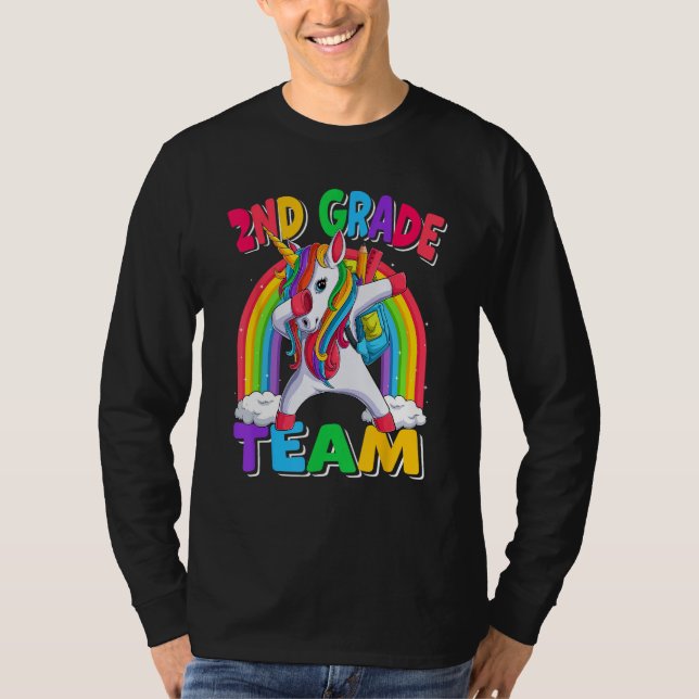 Camiseta 2nd Grade Team Dabbing Unicorn Back to School Kids (Frente)
