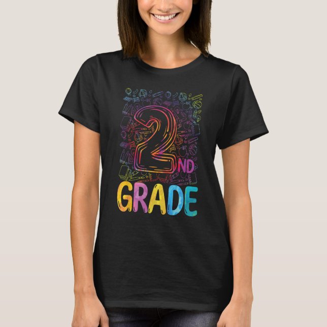 Camiseta 2nd Grade Tie Dye Teachers Kids Back to School 202 (Frente)