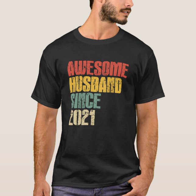 Camiseta 2nd Wedding Anniversary for Him Awesome Husband Si (Frente)