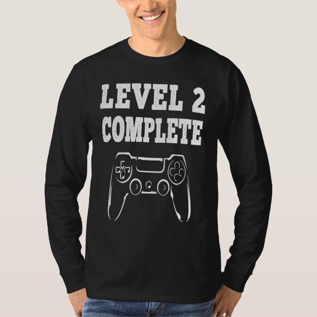 Camiseta 2nd Wedding Anniversary For Men Women Gamer Level  (Frente)