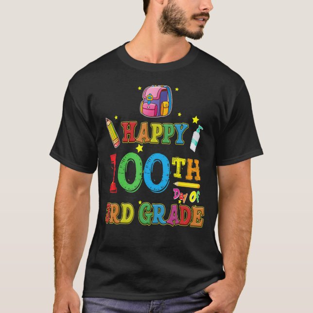 Camiseta 3ª Equipe Professores do 3º ano Feliz 100º dia (Frente)
