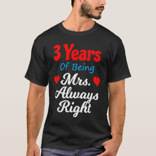 Camiseta 3º aniversário de casamento para as mulheres