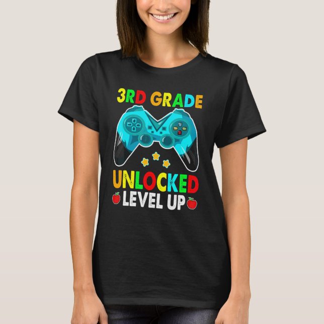 Camiseta 3º ano desbloqueado Suba de nível com controle de  (Frente)