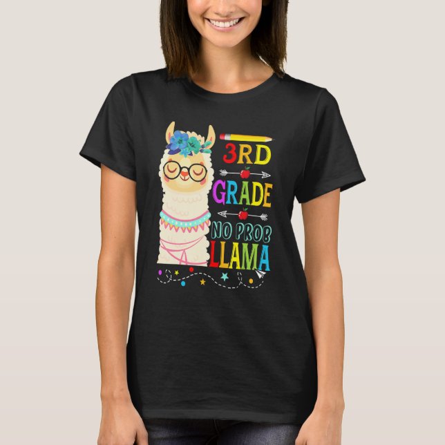 Camiseta 3º Ano Sem Prob Llama Volta às Aulas Primeiro Dia  (Frente)