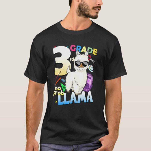 Camiseta 3º ano sem problemas Llama 1º dia da escola (Frente)