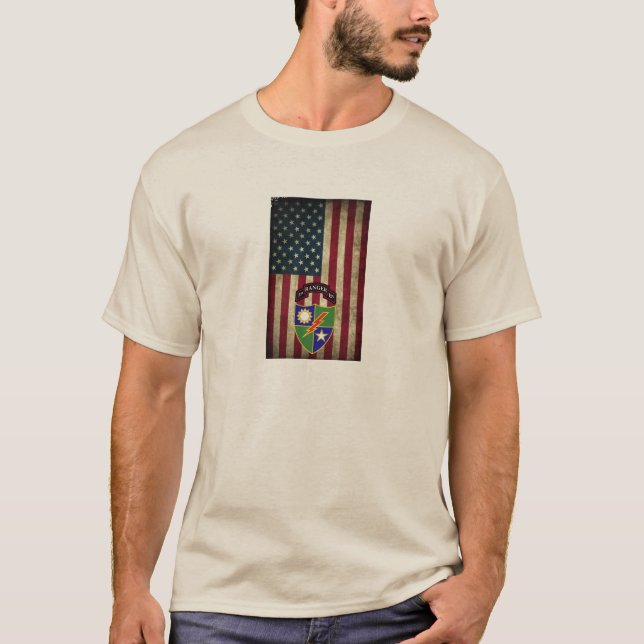 Camiseta 3º Batalhão - 75º Bandeira Americana T-Shirt (Frente)