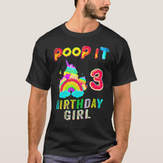 Camiseta 3º Fidget Pop It Birday Girl Party 3 3 Anos