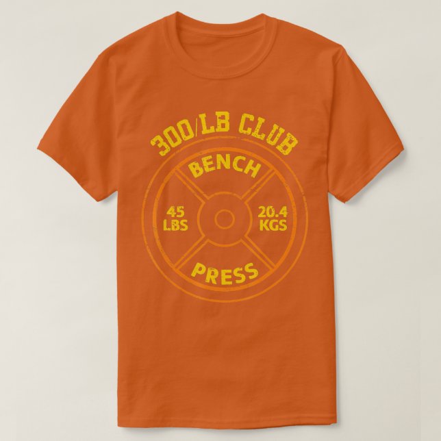 Camiseta 300 Libras Banco de Imprensa Clube Gym Weighmeios (Frente do Design)