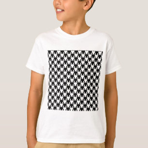 CAMISETA 302 PADRÕES DE FUNDO DE HOUNDSTOOTH BRANCOS PRETO