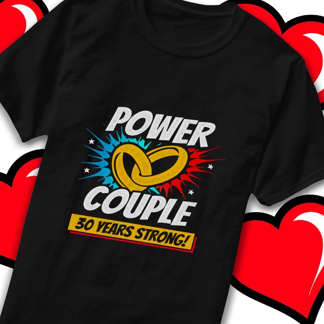 Camiseta 30 anos de aniversário do 30 Casal Super Power da  (Criador carregado)