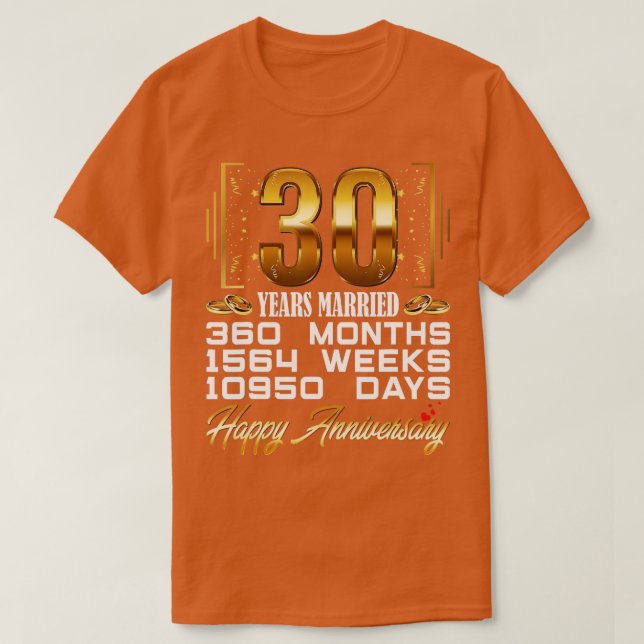 Camiseta 30 Anos De Casamento Engraçado De 30 (Frente do Design)