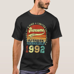 Camiseta 30 anos de idade incrível desde outubro de 1992 30