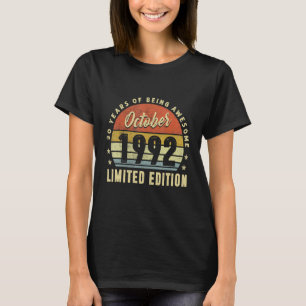 Camiseta 30 anos de idade incrível desde outubro de 1992 30