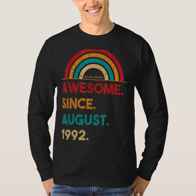 Camiseta 30 anos é incrível desde agosto de 1992 30 Birthd (Frente)
