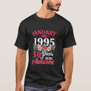 Camiseta 30 Anos Feitos Em Janeiro De 1995, Nascimento De 3