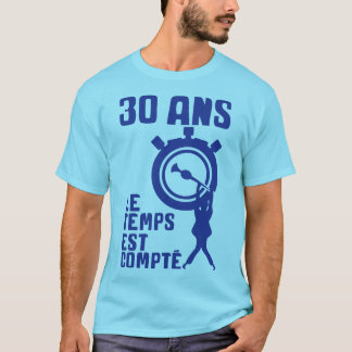 Camiseta 30 ans temps compte chronometre homme accroche ann