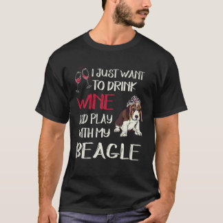 Camiseta 30 Beber Vinho E Brincar Com Meu Beagle
