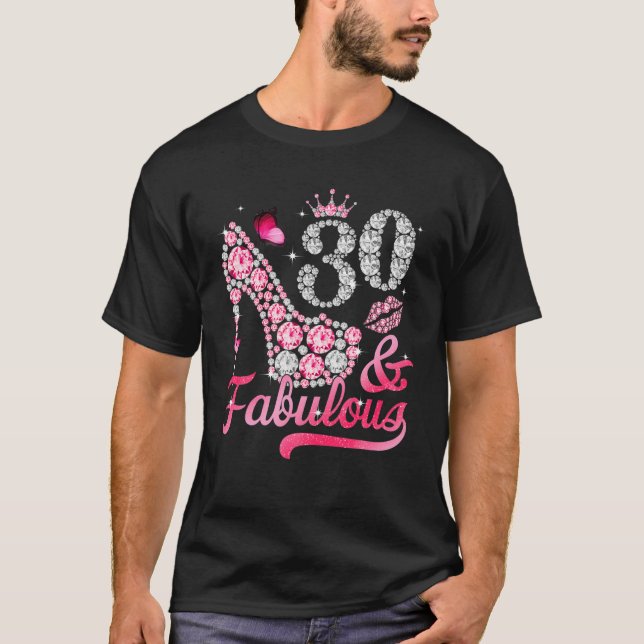 Camiseta 30 E Fabulosas Mulheres De Alto Salto aniversário  (Frente)