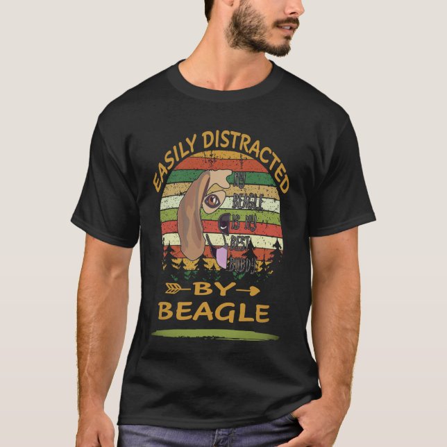 Camiseta 30 Facilmente Distraído Por Beagle (Frente)