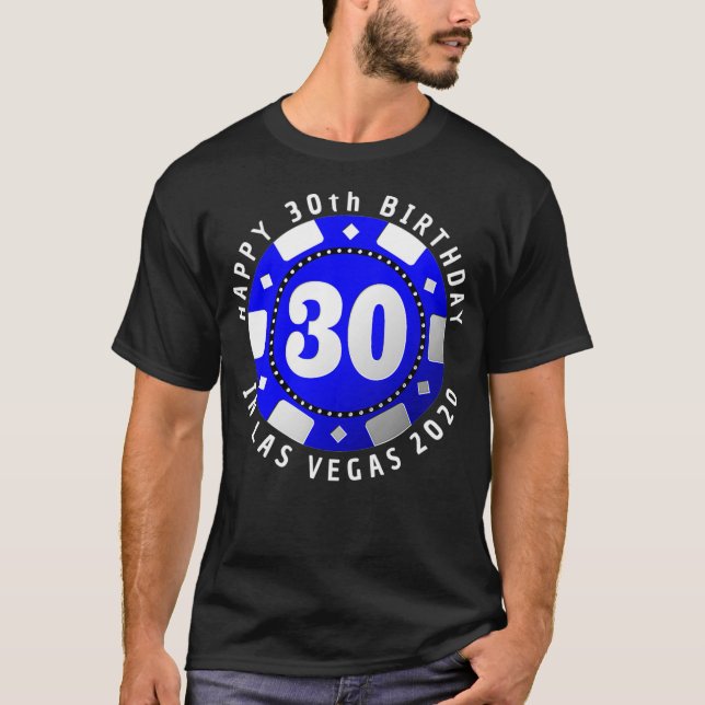 Camiseta 30th Birthday in Las Vegas 2020 Poker Chip _2  (Frente)