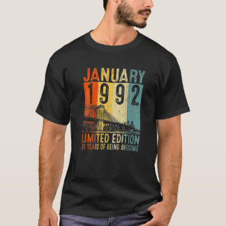 Camiseta 31º aniversário Vintage Janeiro 1992 Homens de 31