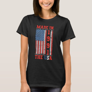 Camiseta 31 Anos Antiga Bandeira Patriótica Dos Eua 1991 31