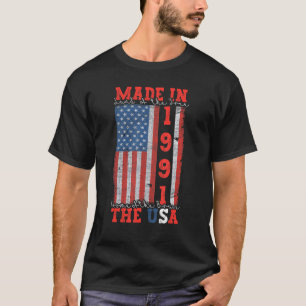 Camiseta 31 Anos Antiga Bandeira Patriótica Dos Eua 1991 31