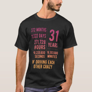 Camiseta 31 Anos de Casados Divertido 31º Aniversário de Ca