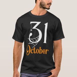 Camiseta 31 de outubro aranha e web fantasma do Halloween