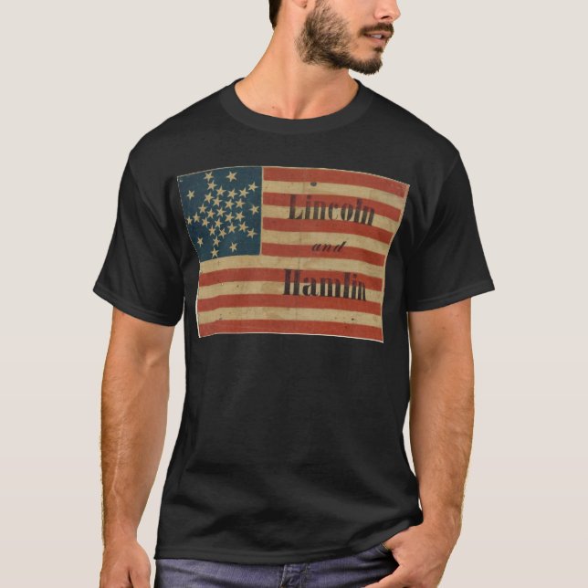 Camiseta 31 estrela Lincoln 1860 e bandeira americana de (Frente)