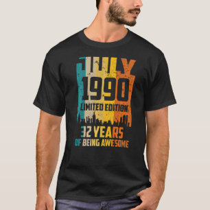 Camiseta 32º Aniversário 32 Anos Incrível Desde Julho De 19