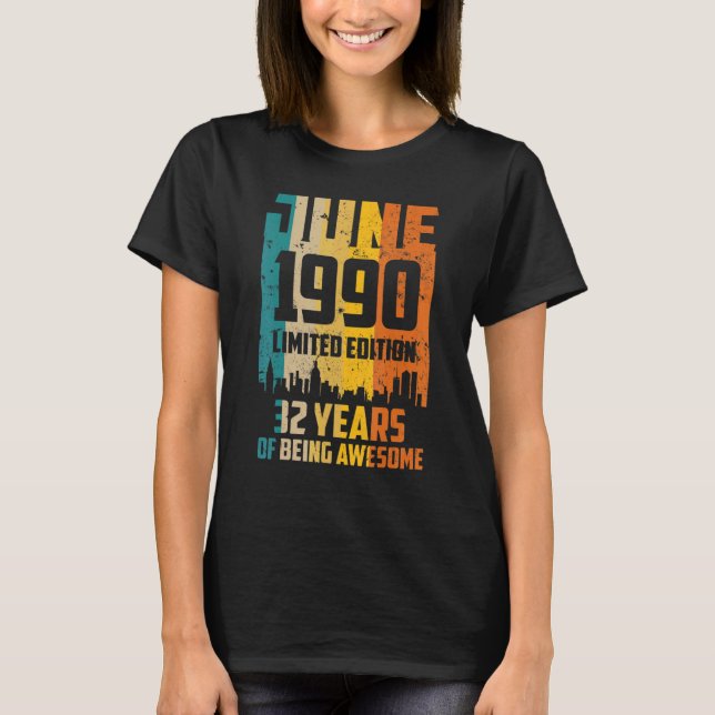 Camiseta 32º Aniversário 32 Anos Incrível Desde Junho De 19 (Frente)